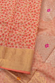 Pink Chanderi Printed Silk Cotton Saree 10077365