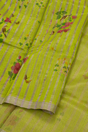 Green Chanderi Printed Silk Cotton Saree 10077368