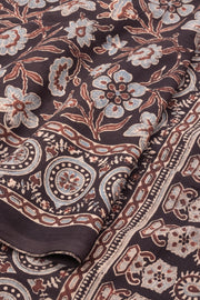 Black Ajrakh Printed Mulmul Cotton Saree 10077401