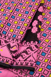 Pink Handloom Jamdani Cotton Saree with Floral Motifs 10077526