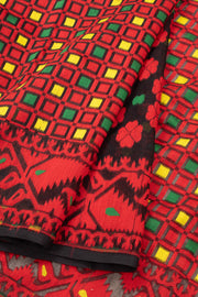Red Handloom Jamdani Cotton Saree 10077541