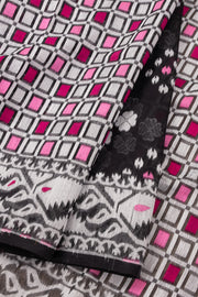 Black Handloom Jamdani Cotton Saree with Floral Motifs 10077542
