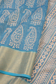 Blue Maheshwari Silk Cotton Saree 10077555