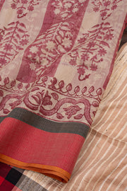 Red Maheshwari Silk Cotton Saree 10077556