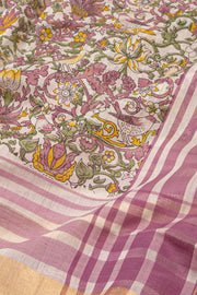 Pink Printed Maheshwari Silk Cotton Saree 10077558