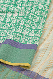Green Handloom Maheshwari Silk Cotton Saree 10077559