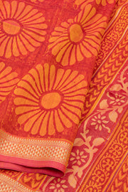 Red Printed Silk Cotton Saree 10077562