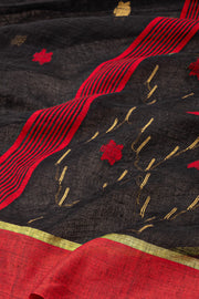 Black Bengal Handwoven Cotton Saree 10077693