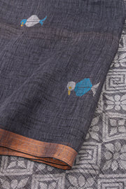 Grey Bengal Handwoven Cotton Saree 10077695