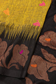 Yellow Bengal Handwoven Cotton Saree 10077696