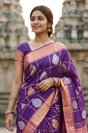 Purple Pure Zari Kanjivaram Silk Saree 10063361