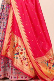 Pink Handcrafted Paithani Lehenga 10065967