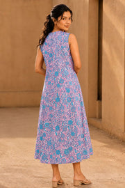 Blossom Pink Hand Block Printed Cotton Dress 10077629