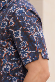 Brown Half Sleeve Jahota Print Cotton Mens Shirt 10077849