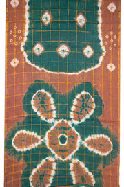Teal Green and Rust Brown Checked Tie-Dye Sungudi Cotton Saree 10078010