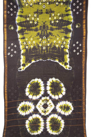 Olive Green and Black Tie-Dye Sungudi Cotton Saree 10078012