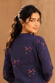Blue Hand Embroidered Cotton Kurta 10077668