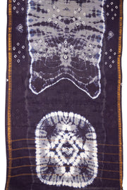 Purple and White Tie-Dye Sungudi Cotton Saree 10078013