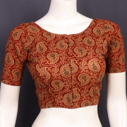 Red Cotton Block Printed Padded Blouse 10077152