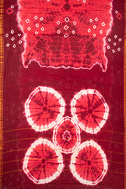 Red and Maroon Tie-Dye Sungudi Cotton Saree 10078015