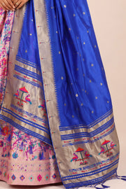Pink Handcrafted Paithani Lehenga - 10065966