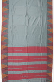 Grey Vegan Silk Kanjivaram Saree With Temple Border 10077948