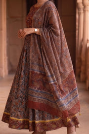 Red Hand Block Printed Chaniya Choli With Kota Doria Dupatta 10066317
