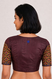 Brown Aari Embroidered Silk Blouse 10077734