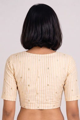 White Aari Embroidered Chanderi Silk Cotton Blouse 10068201