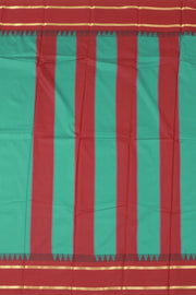 Teal Green Kanjivaram Vegan Silk Saree with Temple Border 10077927