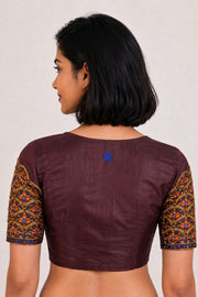 Brown Aari Embroidered Silk Blouse 10068935