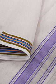 Dove White Kanchi Cotton 8 Mulam Dhoti With Stripes Border 10074114