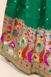 Green Handcrafted Paithani Lehenga - 10064745