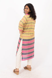 Green Handcrafted Dhaniakhali Cotton Kurta 10073998