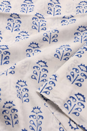 Blue Handblock Printed Cotton with Chiffon Dupatta 3-Piece Salwar Suit Material 10072970