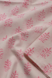 Pink Handblock Printed Cotton with Chiffon Dupatta 3-Piece Salwar Suit Material 10072971
