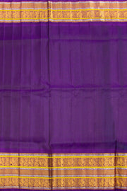 Teal Green Gadwal Kuttu Handloom Silk Saree With Violet Peacock Border 10077201