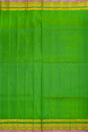 Black Gadwal Kuttu Handloom Silk Saree With Contrast Green Border 10077199