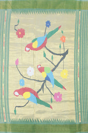 Sage Green Handloom Paithani Cotton Saree 10062506