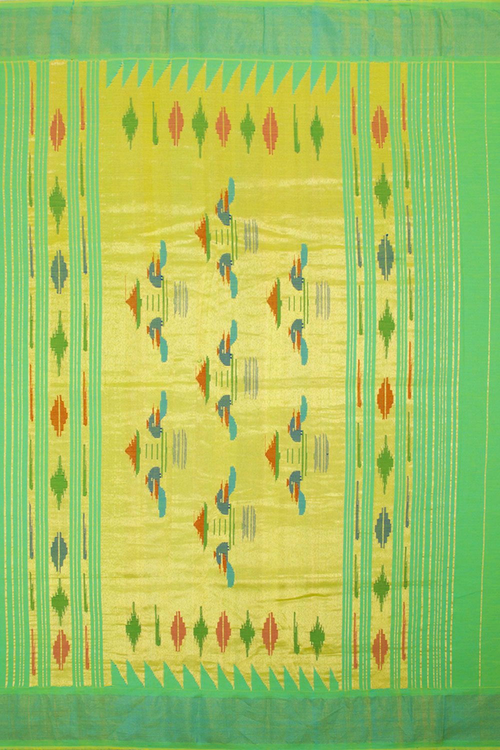 Neon Green Handloom Paithani Cotton Saree 10062508