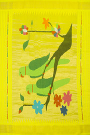 Yellow Handwoven Paithani Cotton Saree with Silk Pallu 10062509