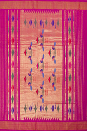 Raspberry Pink Handloom Paithani Cotton Saree 10062510