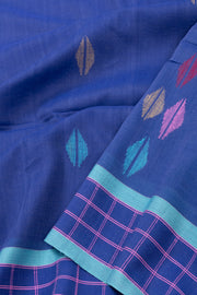 Blue Handloom Jamdani Cotton Saree 10074364