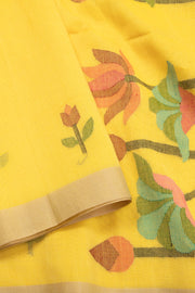 Yellow Handloom Jamdani Khadi Cotton Saree 10074369