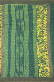 Green Dabu Printed Silk Cotton Saree 10077029