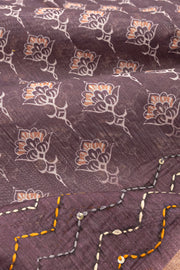 Brown Printed Semi Tussar Silk Saree 10077251