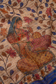 Blue Printed Semi Tussar Silk Saree 10077256