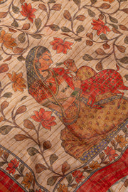 Red Bandhani Print Semi Linen Saree 10077257