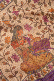 Purple Bandhani Print Semi Linen Saree 10077259