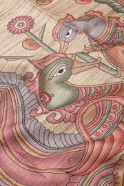 Green Kalamkari Print Semi Tussar Silk Saree 10077262
